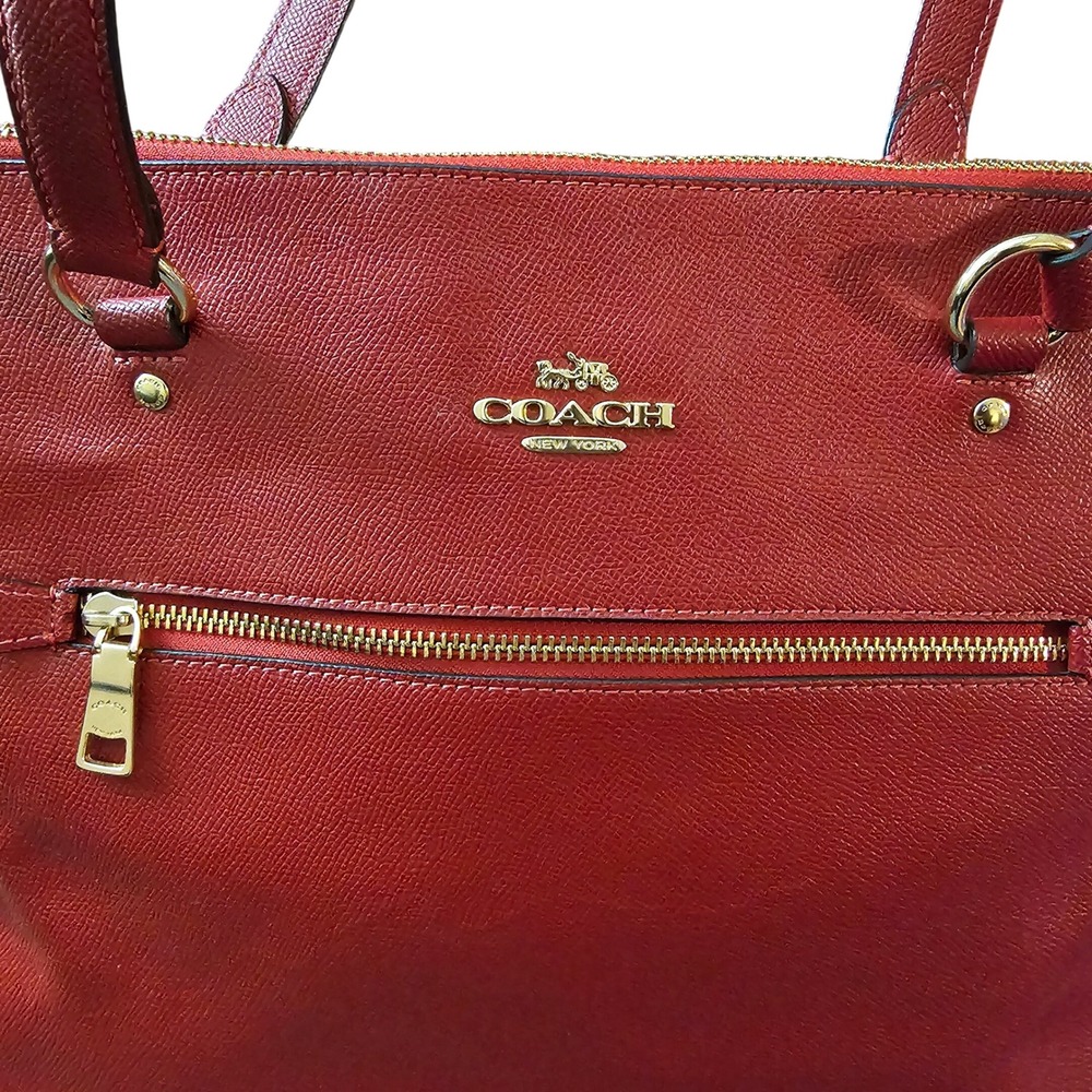 Coach 79608 Gallery Tote Crossgrain Leather Handbag Red - Picture 2 of 8